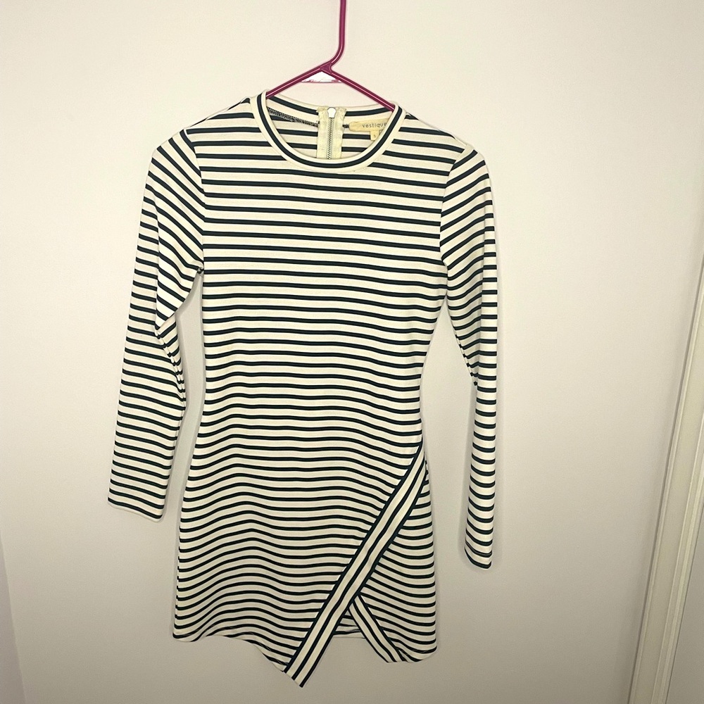 Dark blue/navy and white long sleeve dress women size small